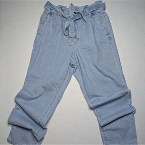 LOFT Light Wash Paperbag Waist Denim Jogger Pants Size M